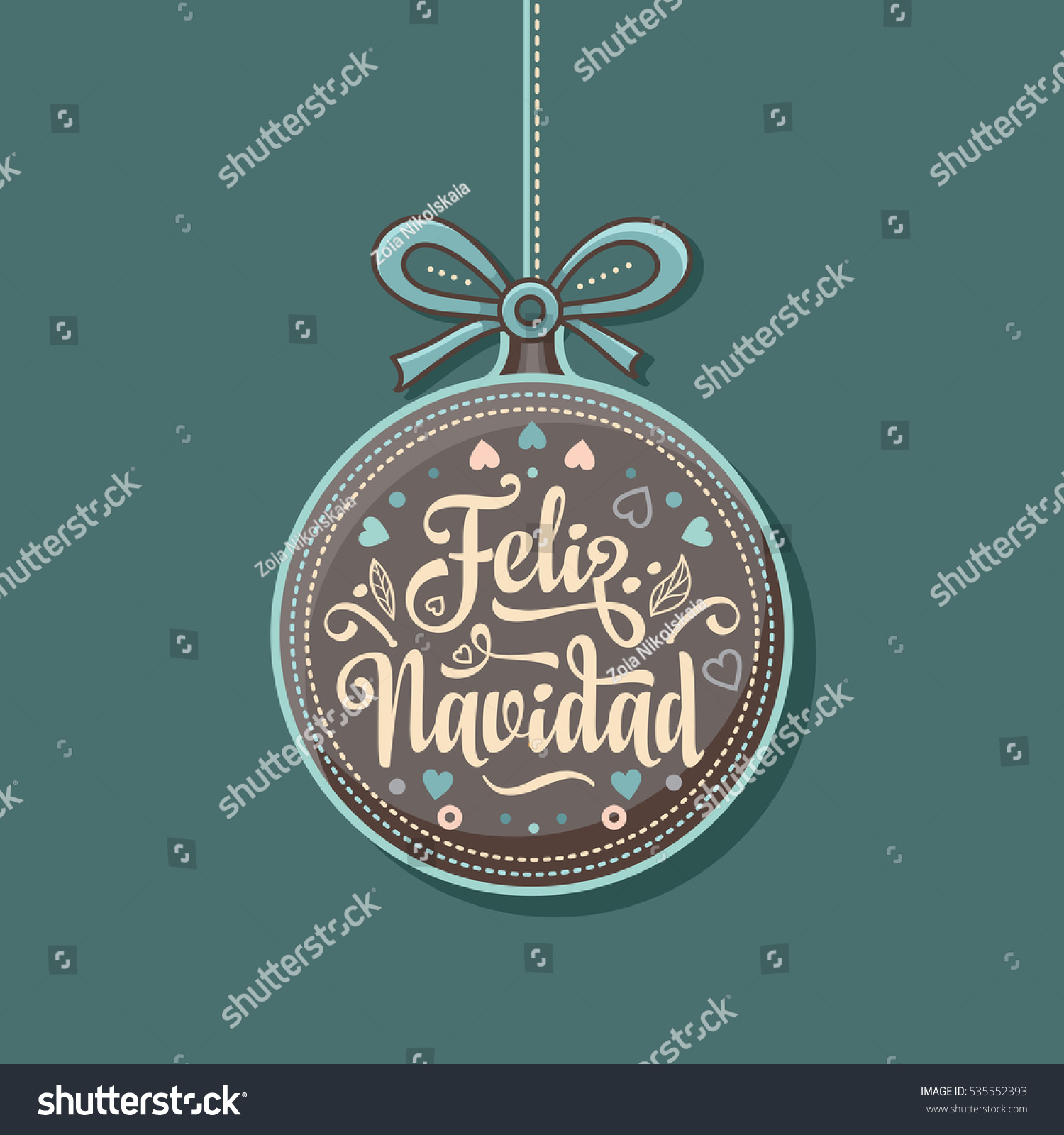 Feliz Navidad. Xmas Card On Spanish Language. Warm Wishes For Happy