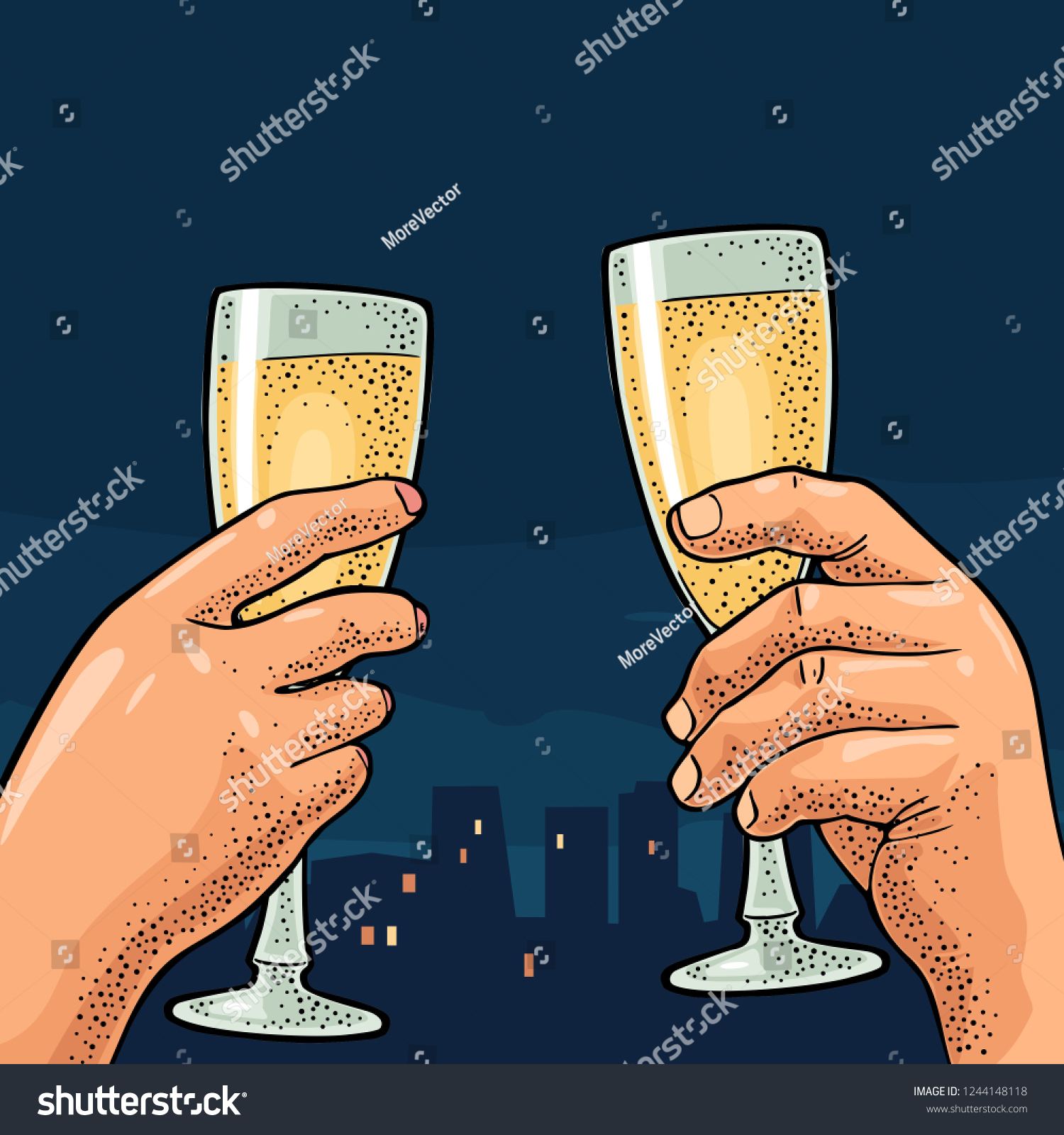 Female Male Hands Holding Clinking Two Stock Vector Royalty Free 1244148118 Shutterstock