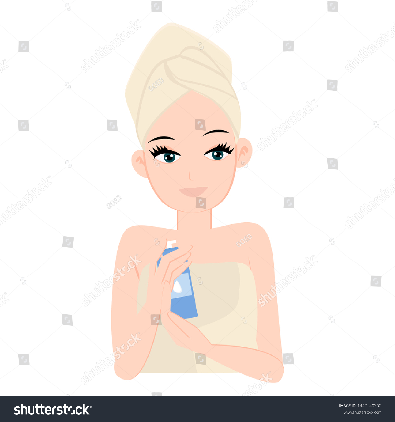 Female Apply Body Lotion Vector Illustration Stock Vector Royalty Free