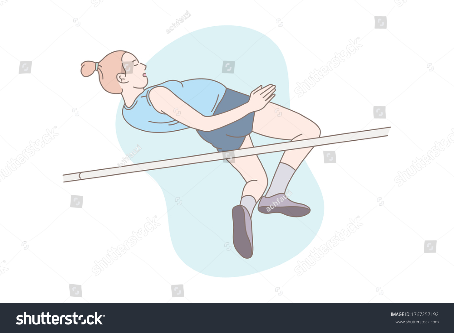 Female Athlete Pole Jump Illustration Premium Stock Vector (Royalty ...