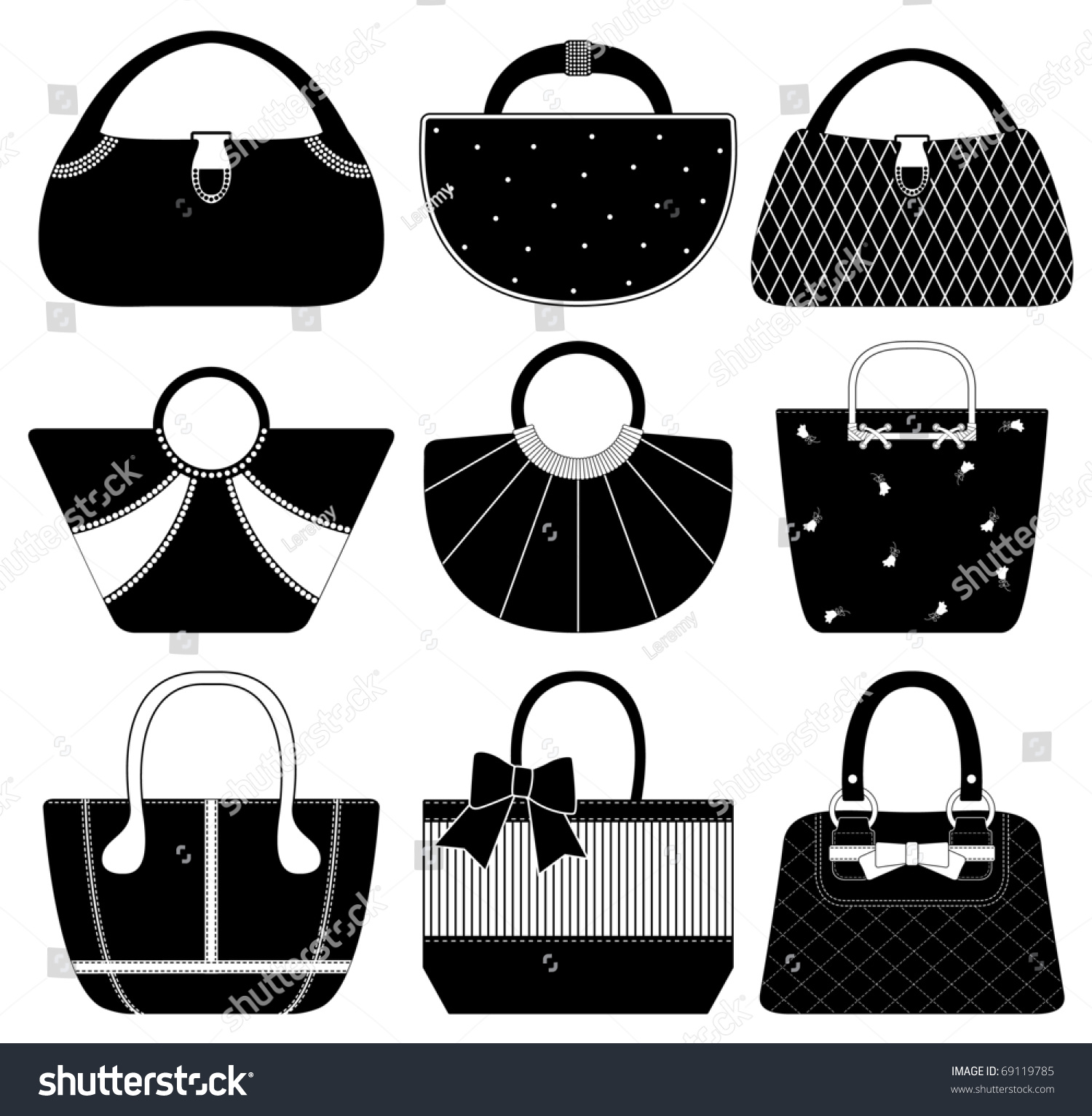 Female Bag Handbag Purse Fashion Woman Stock Vector Illustration ...