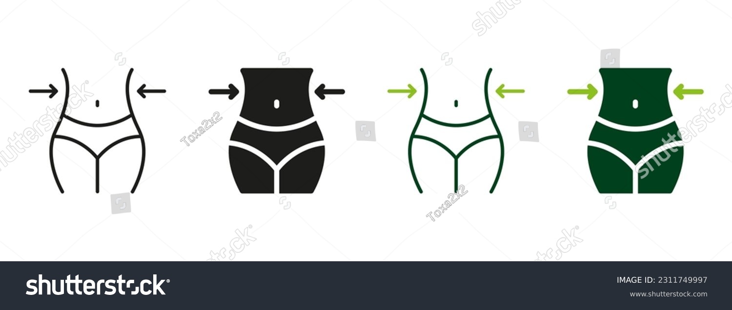 SVG of Female Body Slimming Symbol Collection. Woman Loss Weight Black and Color Pictogram. Shape Waistline Control. Slimming Waist Line and Silhouette Icon Set. Isolated Vector Illustration. svg