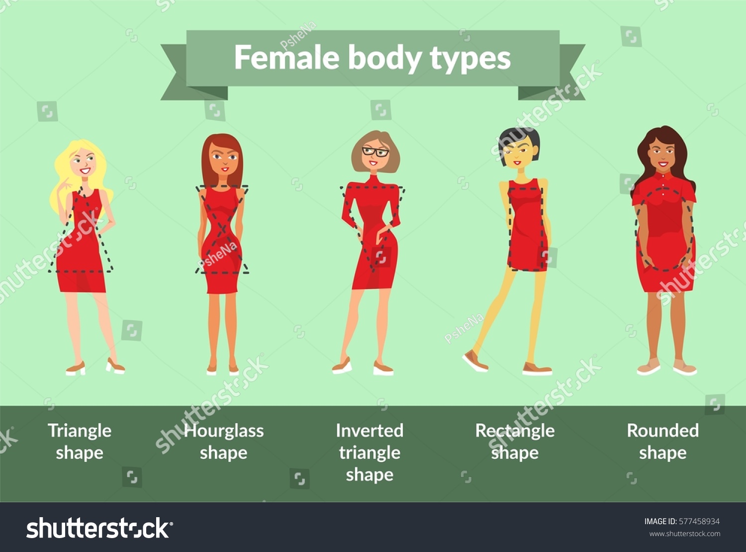 female-body-types-girls-different-body-vector-de-stock-libre-de