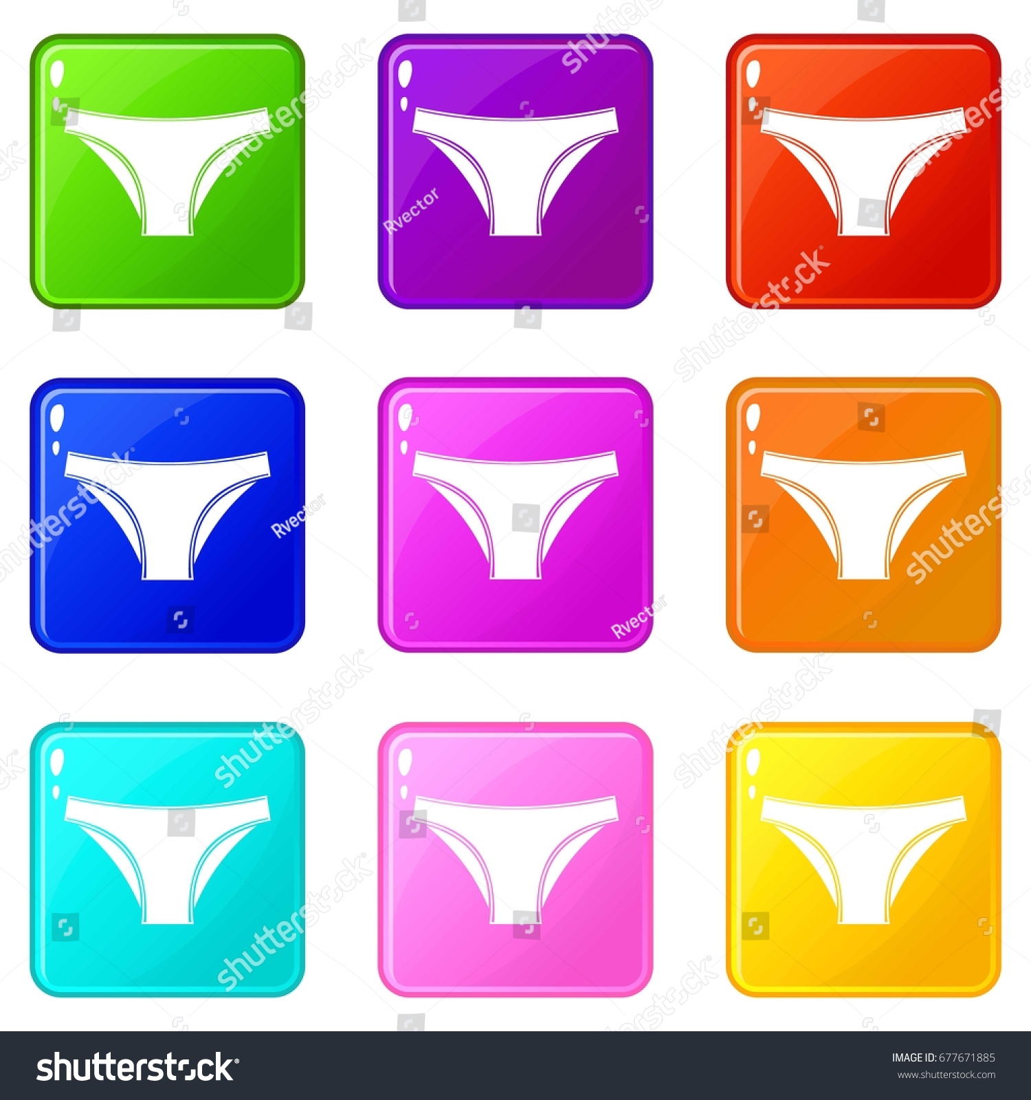 Female Cotton Panties Icons 9 Color Stock Vector Royalty Free 677671885