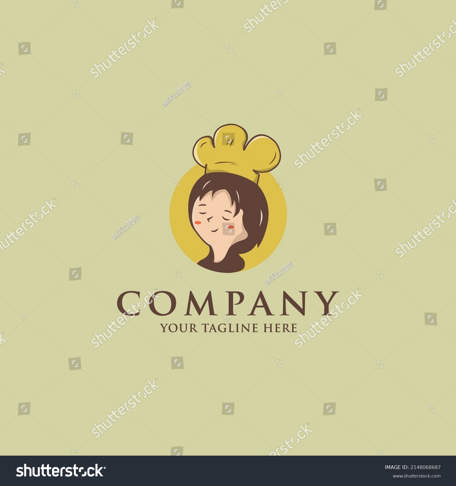 Female Cute Chef Logo Vector Stock Vector (Royalty Free) 2148068687 ...