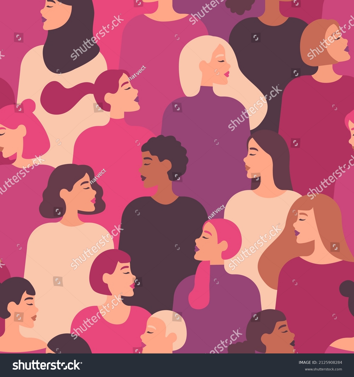 Female Diverse Faces Different Ethnicity Vector Stock Vector Royalty