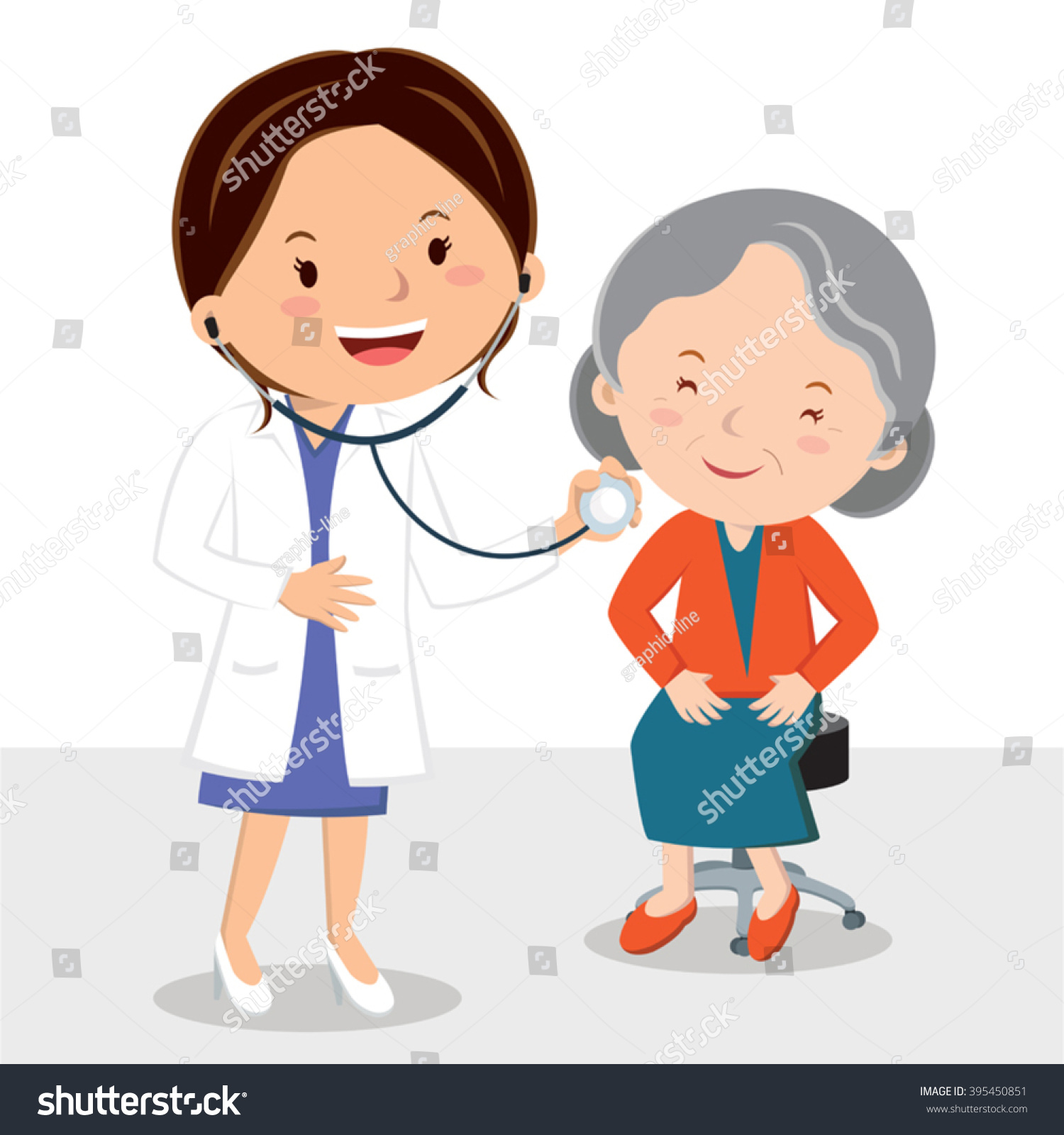 Female Doctor Examining Patient Vector Illustration Stock Vector