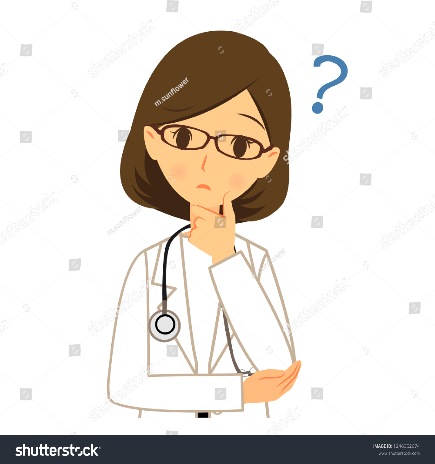 SVG of Female doctor thinking svg