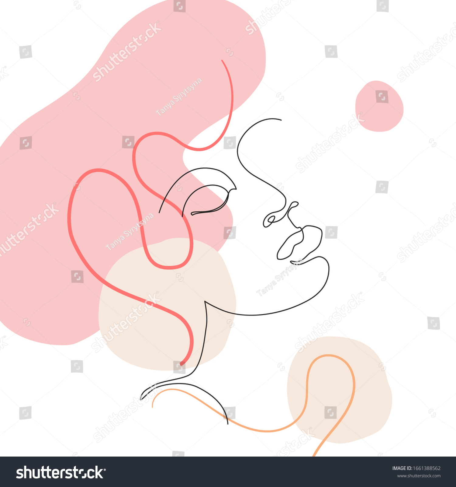 Female Face One Line Drawing Minimal Stock Vector Royalty Free Shutterstock