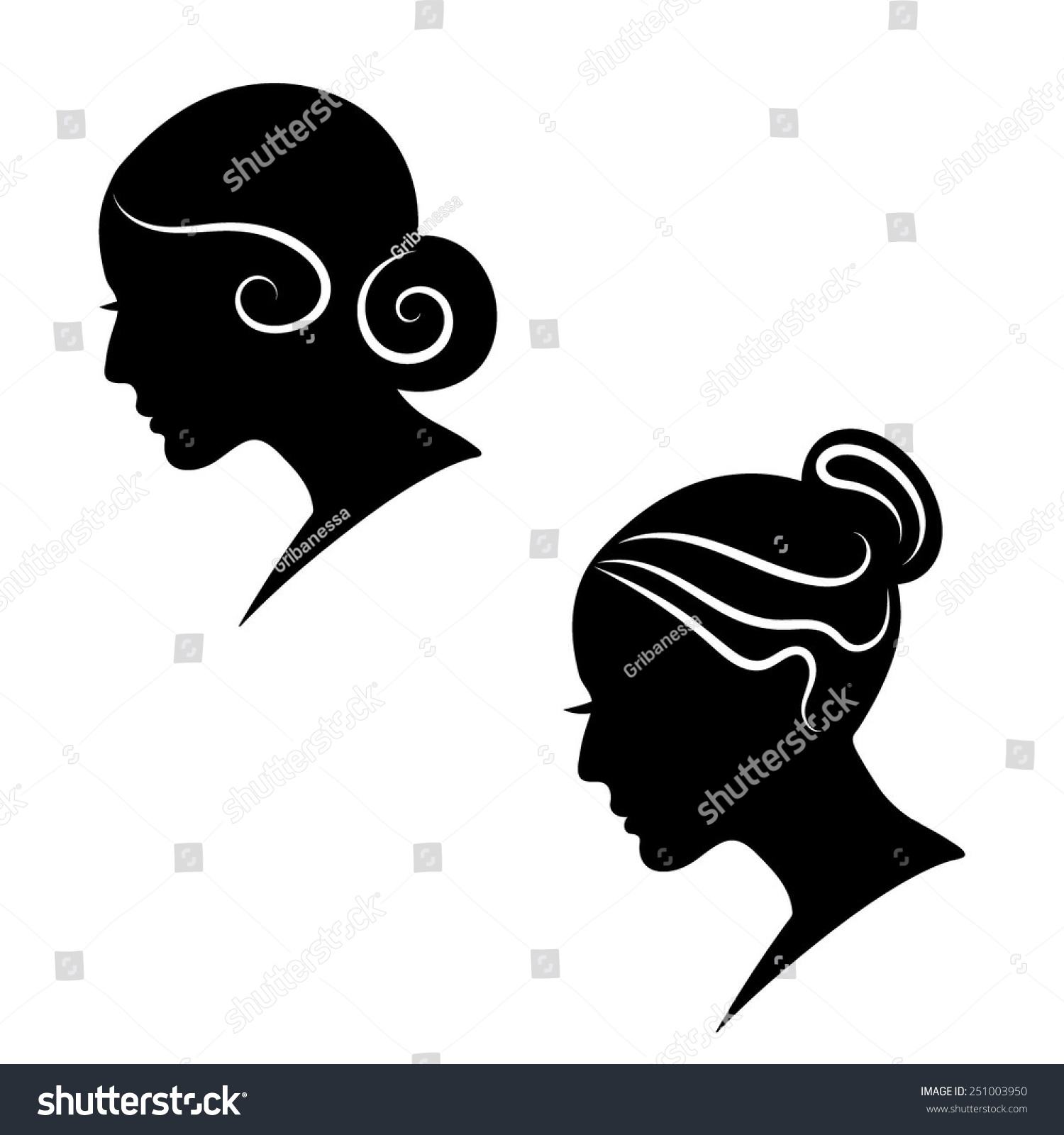 Female Face Profile 4 Vector Illustration Stock Vector (Royalty Free