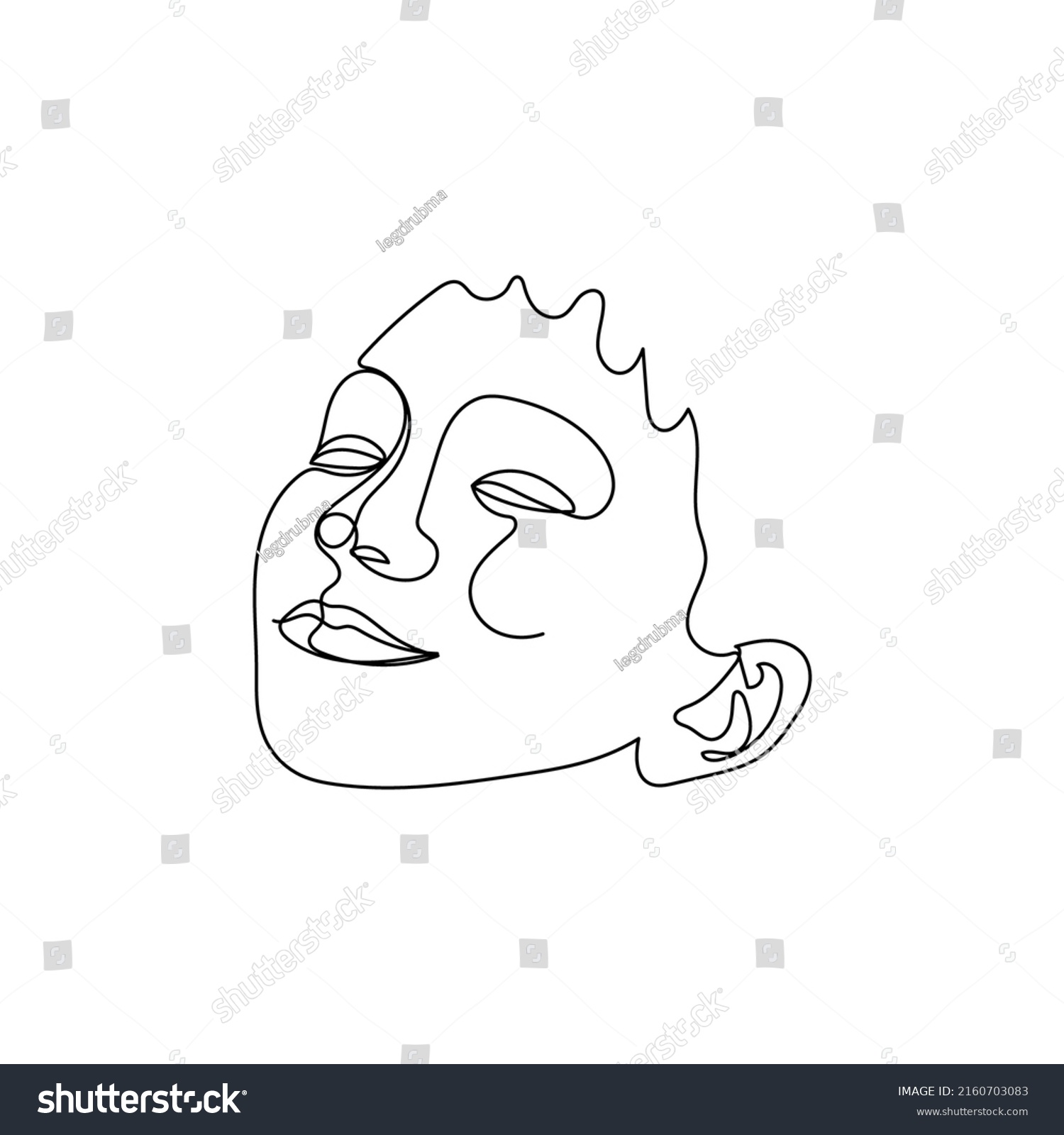 Female Face Single Line Drawing Portrait Stock Vector Royalty Free