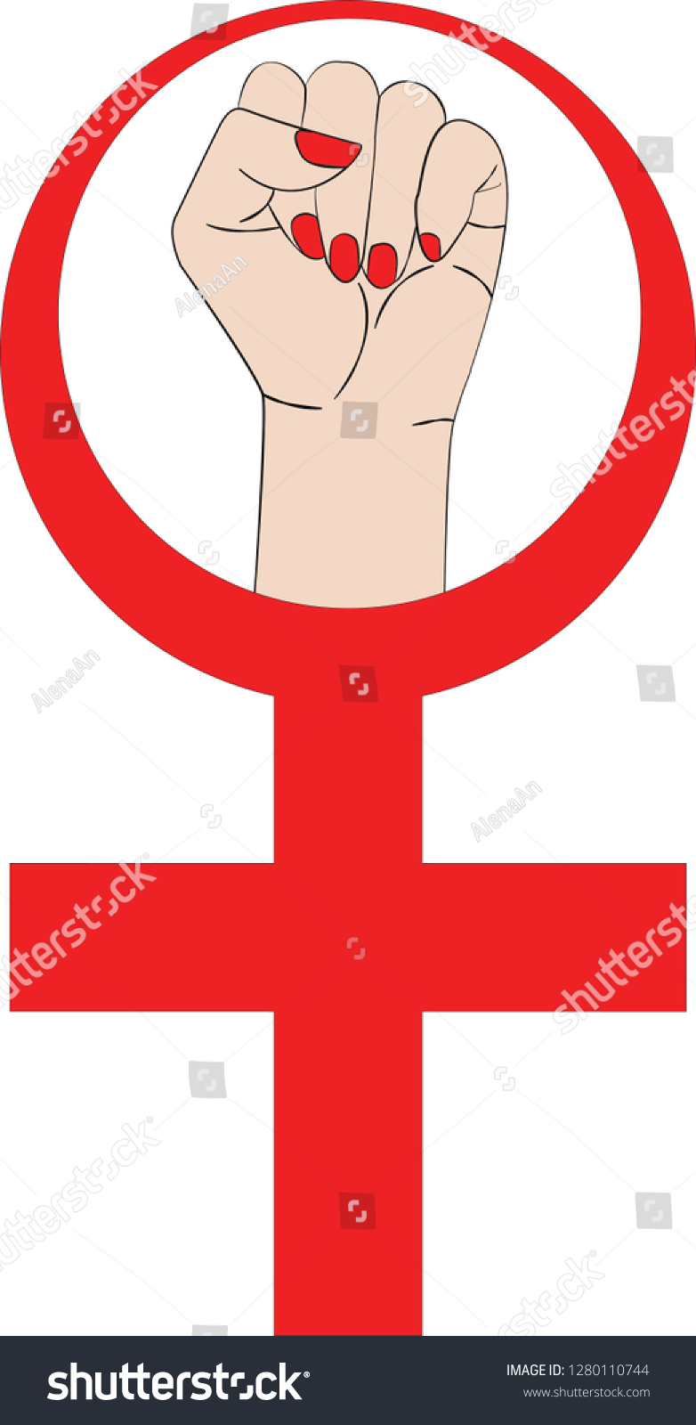 Female Gender Symbol Raised Fist Feminism Stock Vector Royalty Free