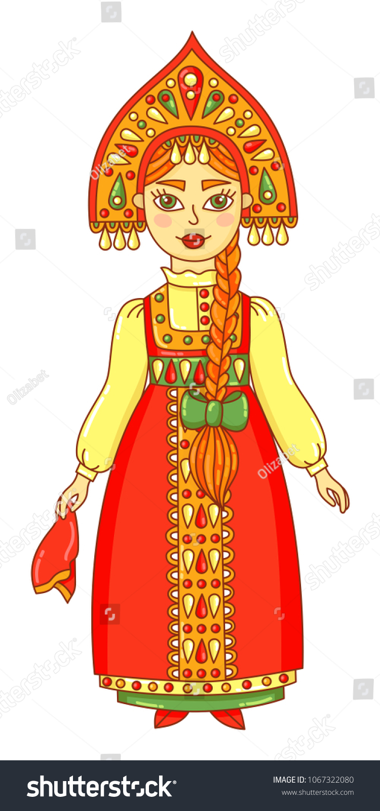 Female Traditional Russian Clothes Sarafan Kokoshnik Stock Vector Royalty Free 1067322080 0576