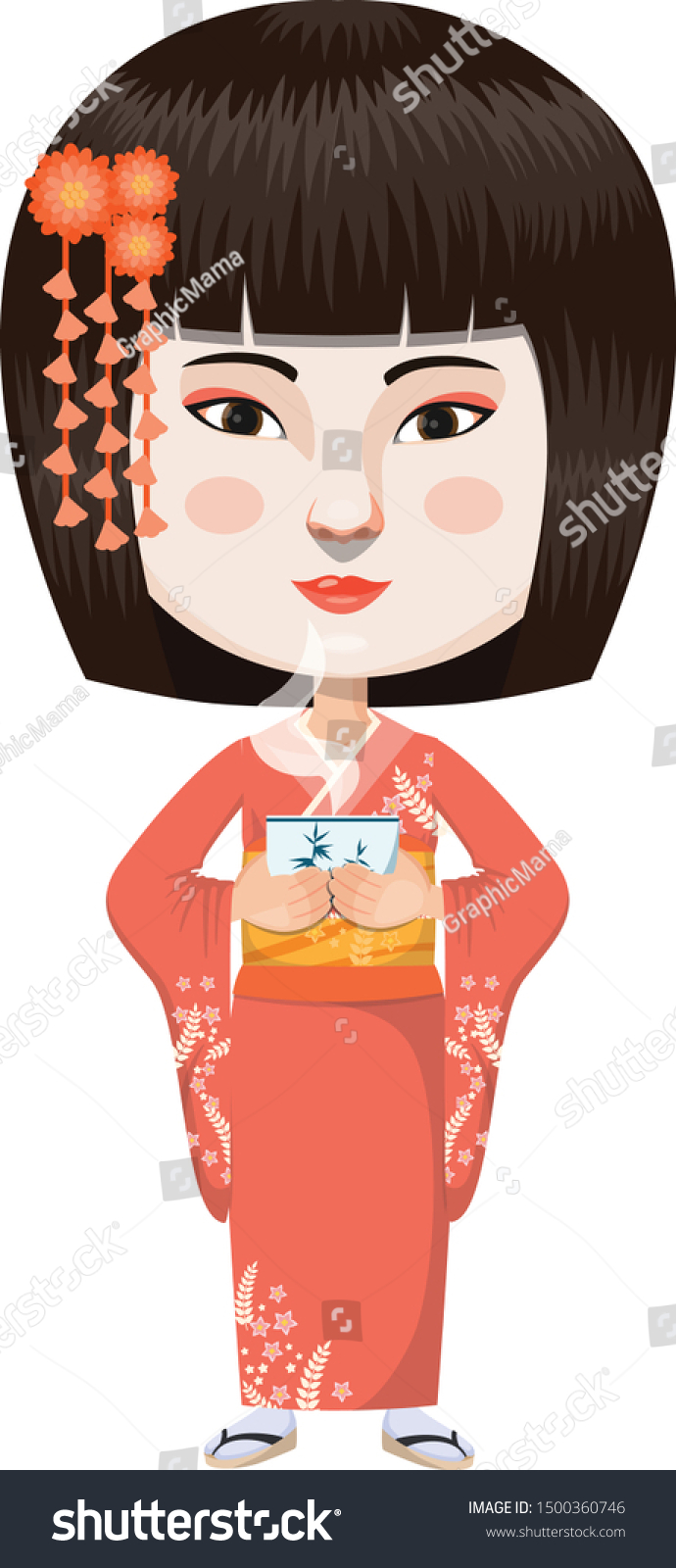 Female Japan Geisha Cartoon Character Isolated Stock Vector (Royalty ...