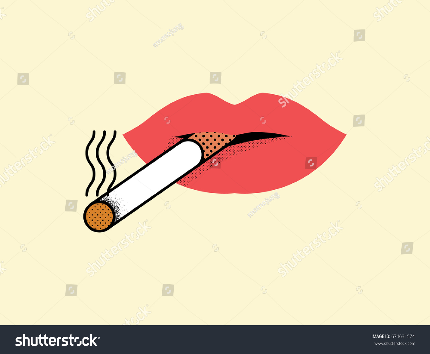 Female Lips Holding Cigarette Mouth Stock Vector (Royalty Free ...