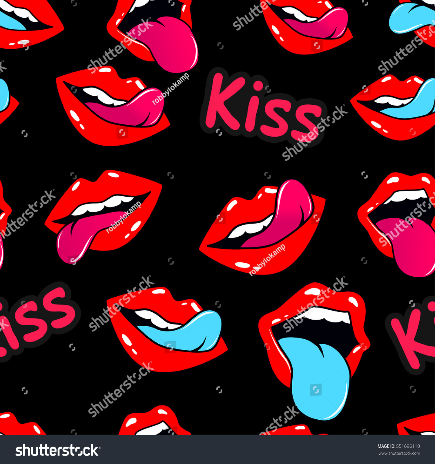 Female lips Mouth with a kiss smile tongue teeth and kiss me