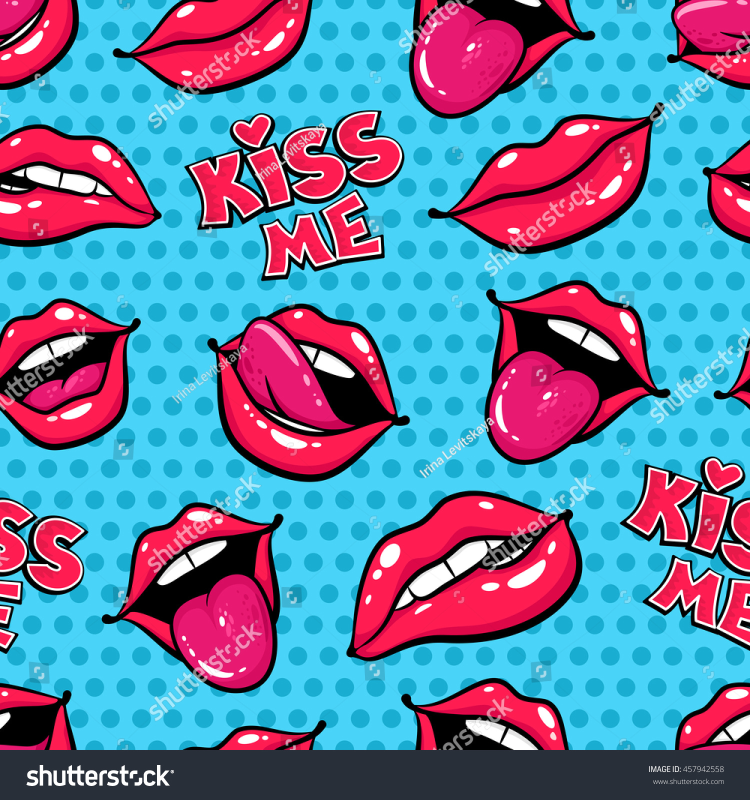 Female Lips Mouth Kiss Smile Tongue Stock Vector (Royalty Free) 457942558