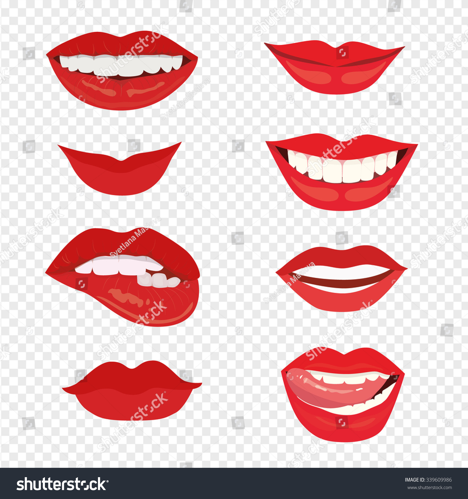 Female Lips Smile Mouth Kiss Vector Stock Vector 339609986 Shutterstock
