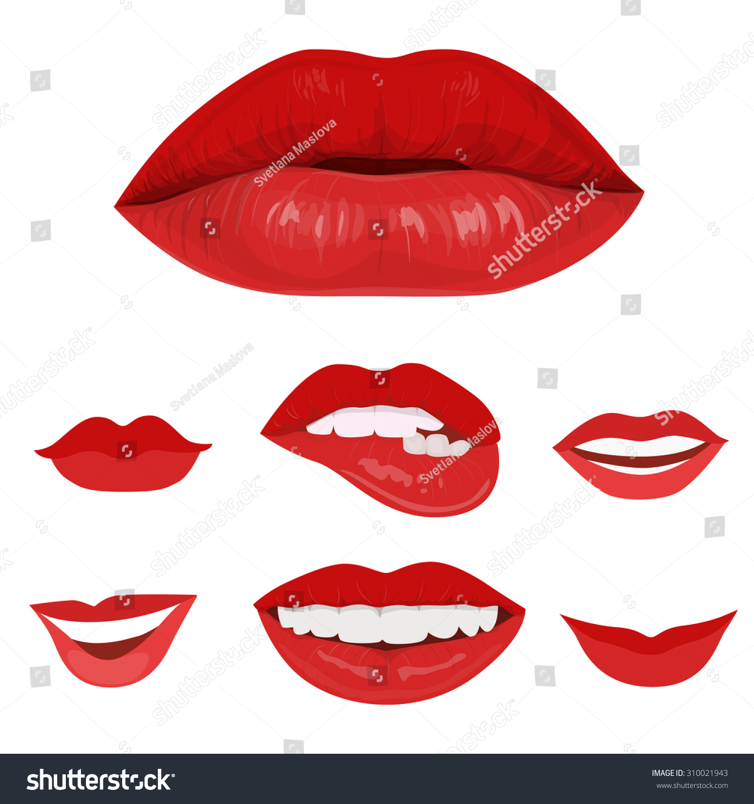 Female Lips Smile Mouth Kiss Vector Stok Vektör Telifsiz 310021943 Shutterstock 