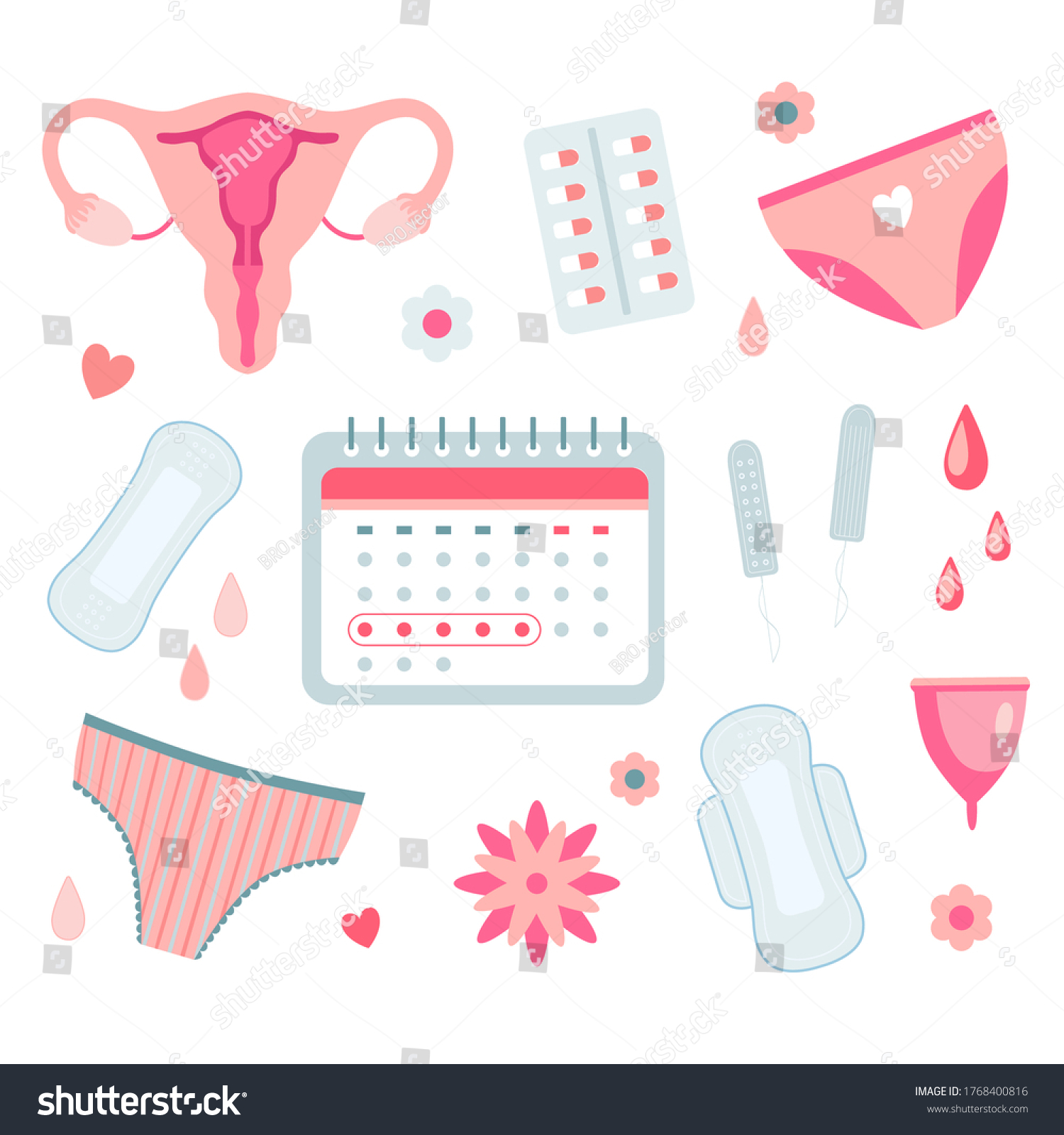 Female Menstrual Cycle Flat Icon Set Stock Vector (Royalty Free ...