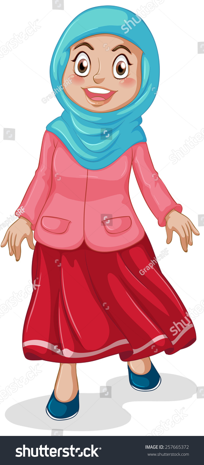 Female Muslim Standing Stock Vector Illustration 257665372 : Shutterstock