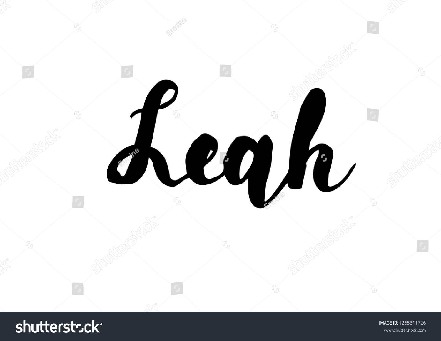 Vektor Stok Female Name Leah Handwritten Lettering Black Tanpa Royalti