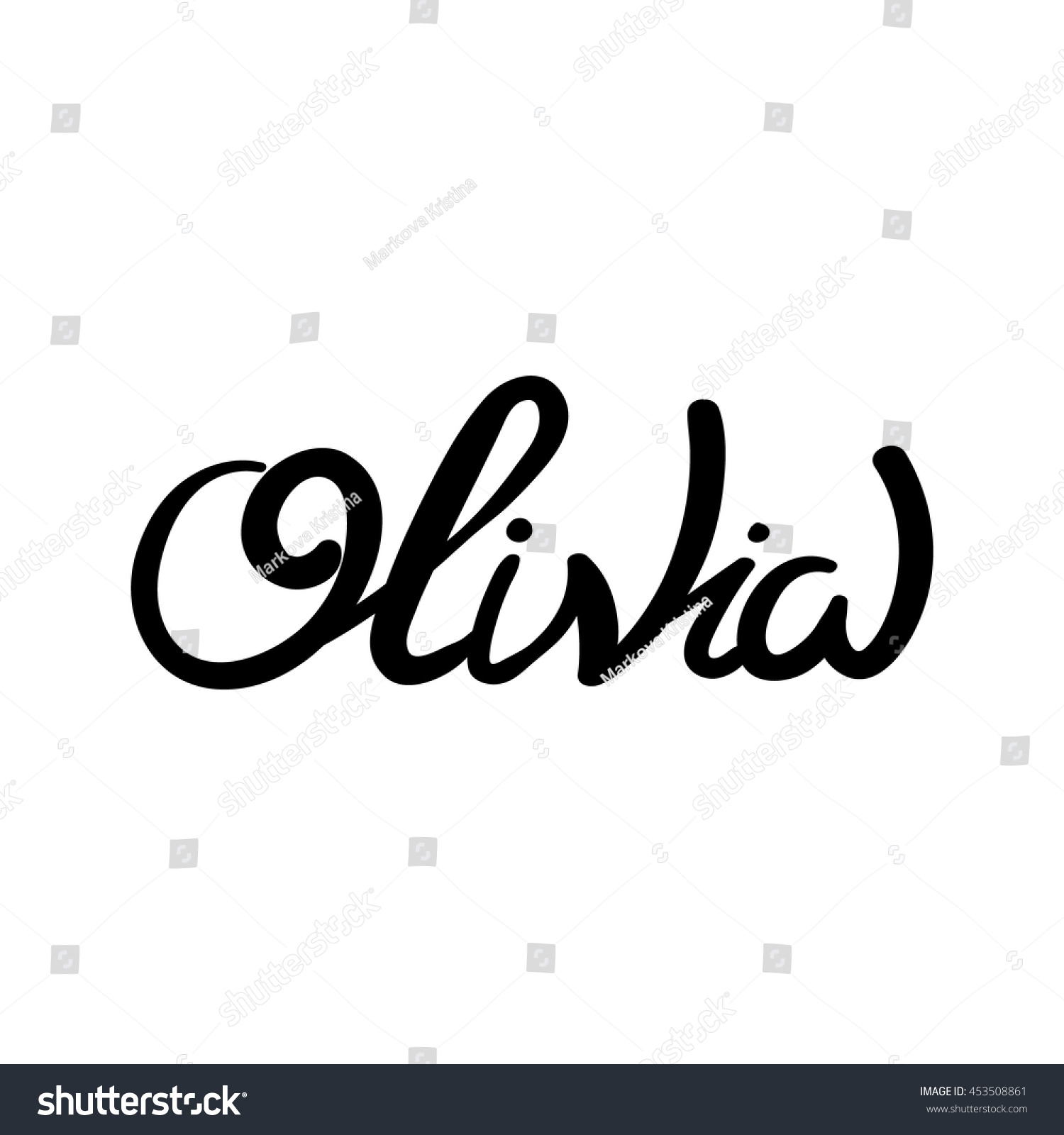 Female Name Olivia Hand Drawn Lettering Stock Vector (Royalty Free ...