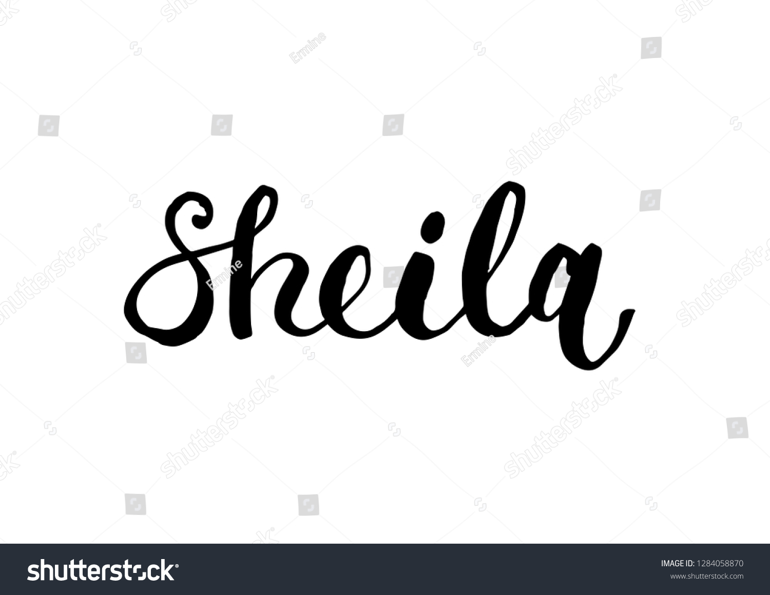 Female Name Sheila Handwritten Lettering Black Stock Vector Royalty Free