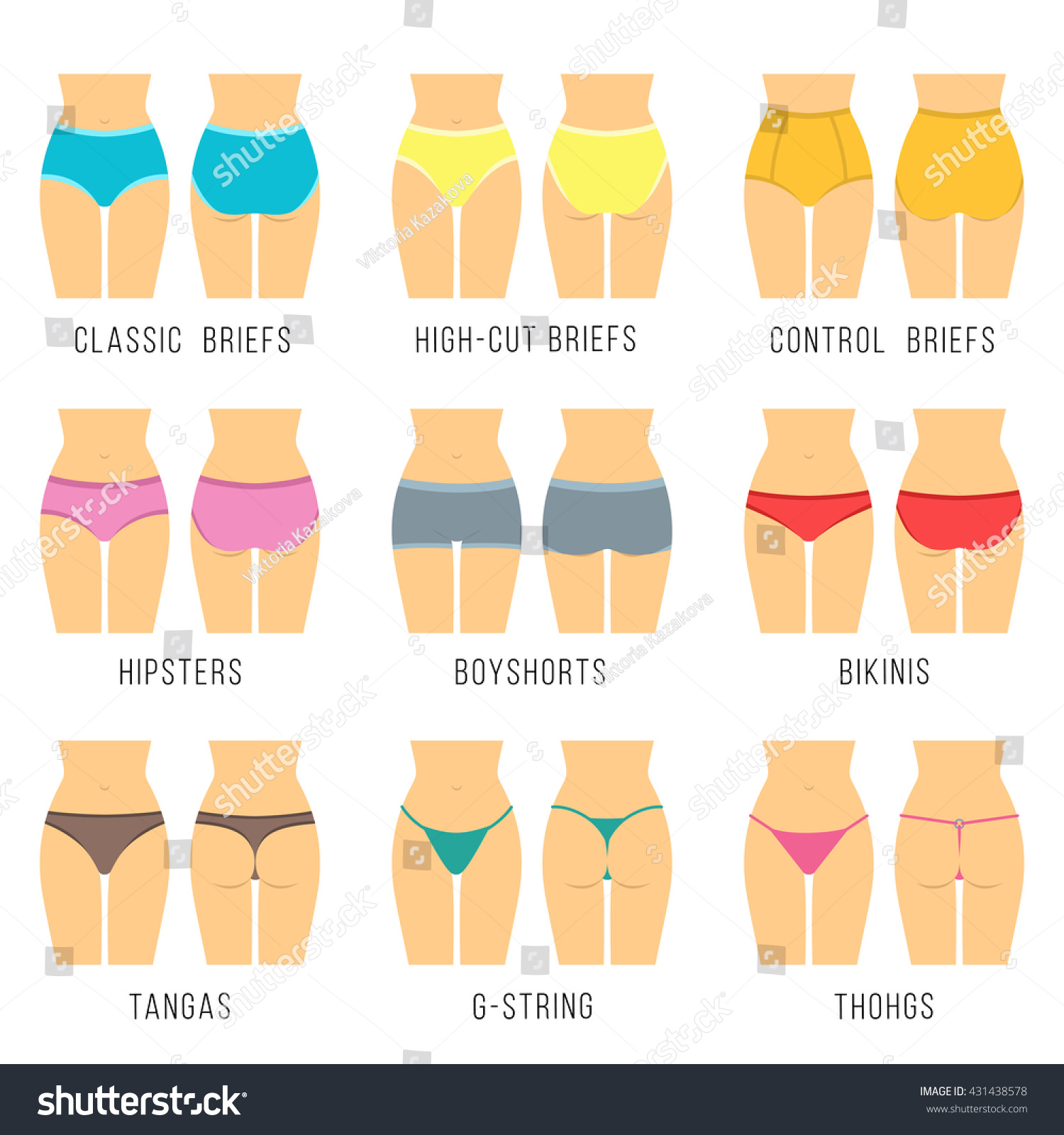 Female Panties Types Flat Vector Icons Stock Vector 431438578 ...