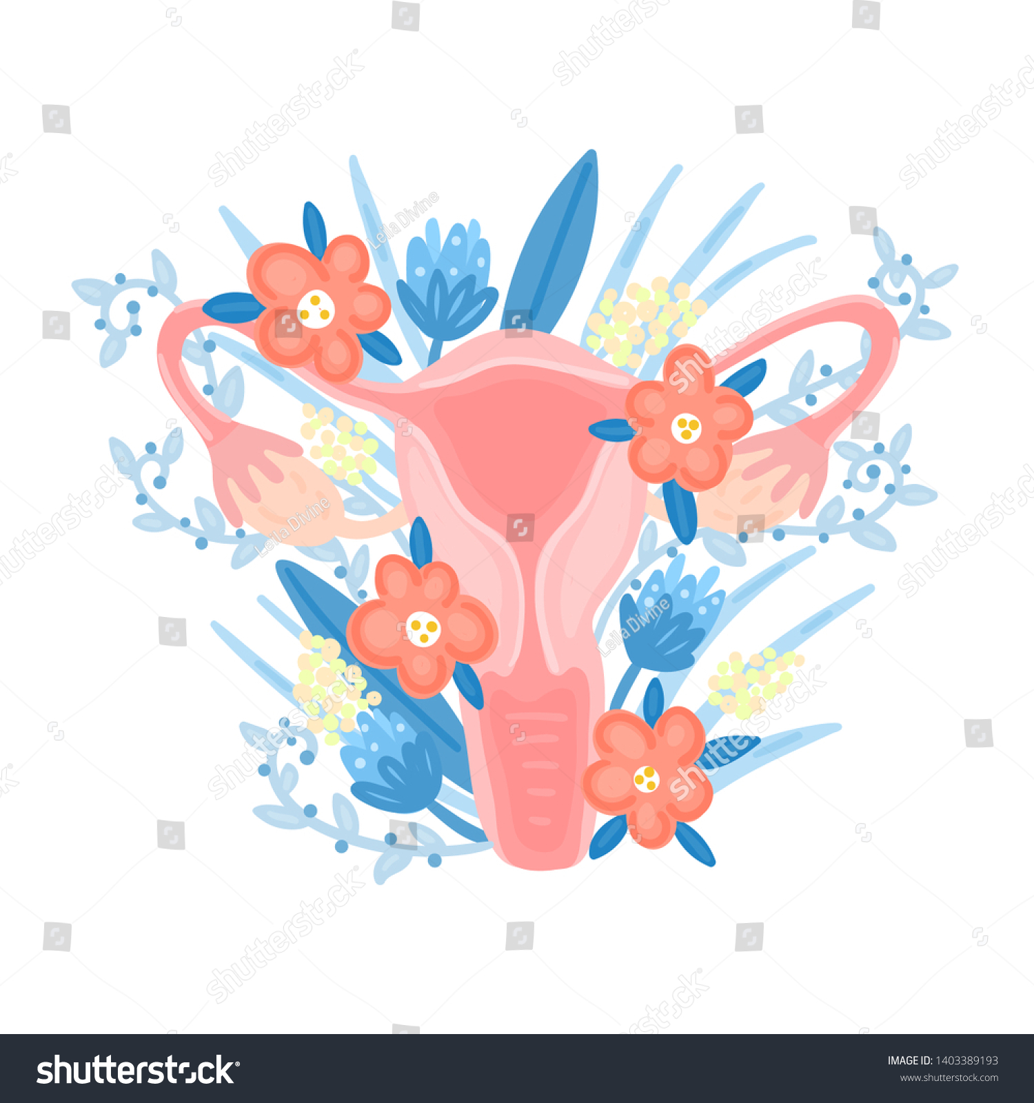 Female Reproductive System Flowers Anatomy Gynecology Stock Vector Royalty Free 1403389193