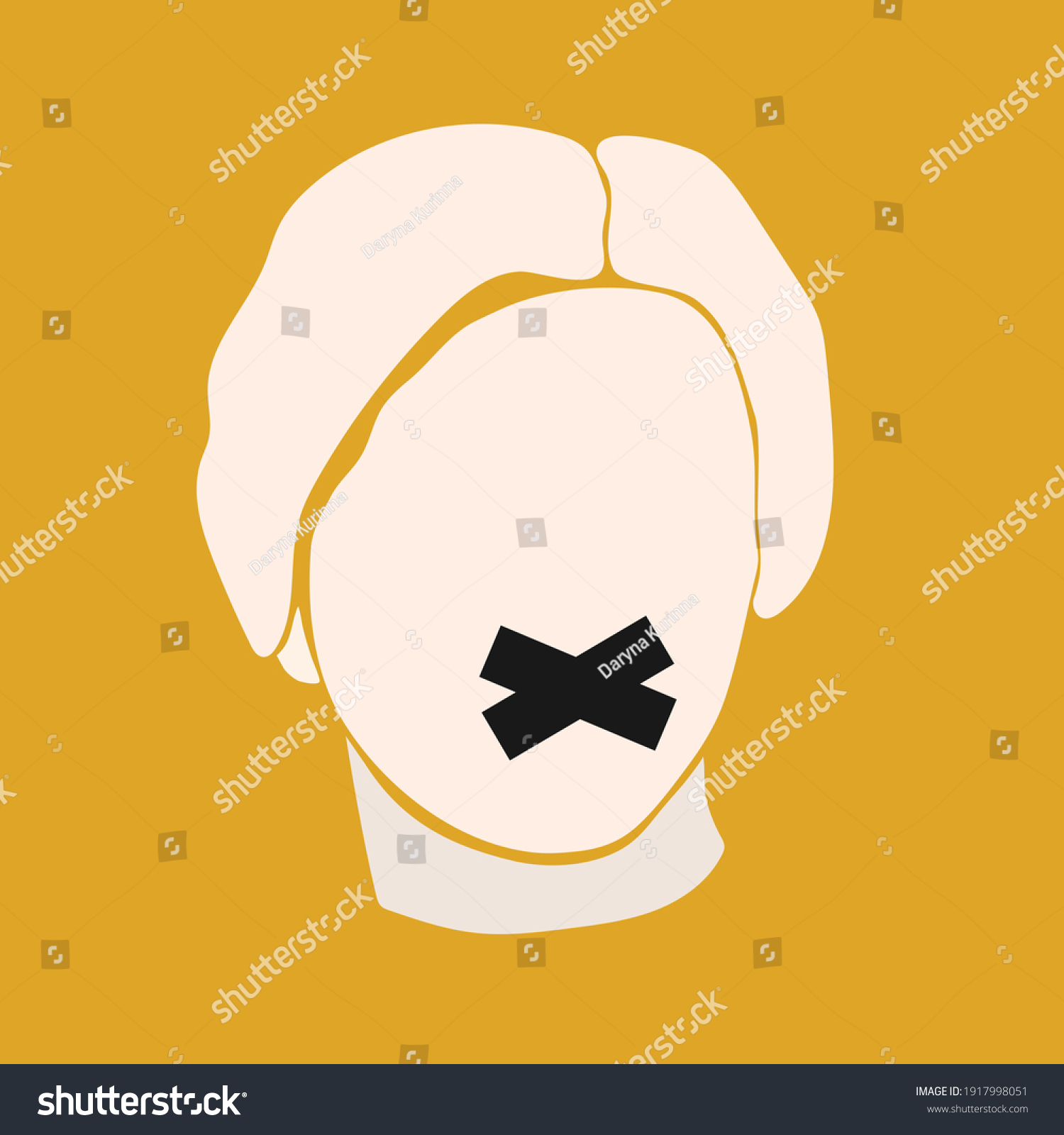 SVG of Female sealed mouth. Venus's head with the taped mouth. Censored. Poster, banner, design template. Feminism. Stop violence svg