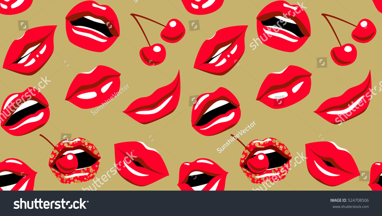 Female Sexy Lips Pattern On Sweet Stock Vector Royalty Free