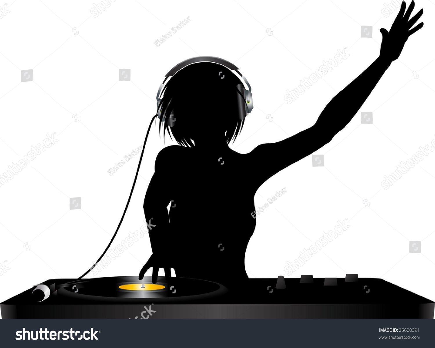 Female Silhouette Dj Mixing On Record Stock Vector 25620391 Shutterstock