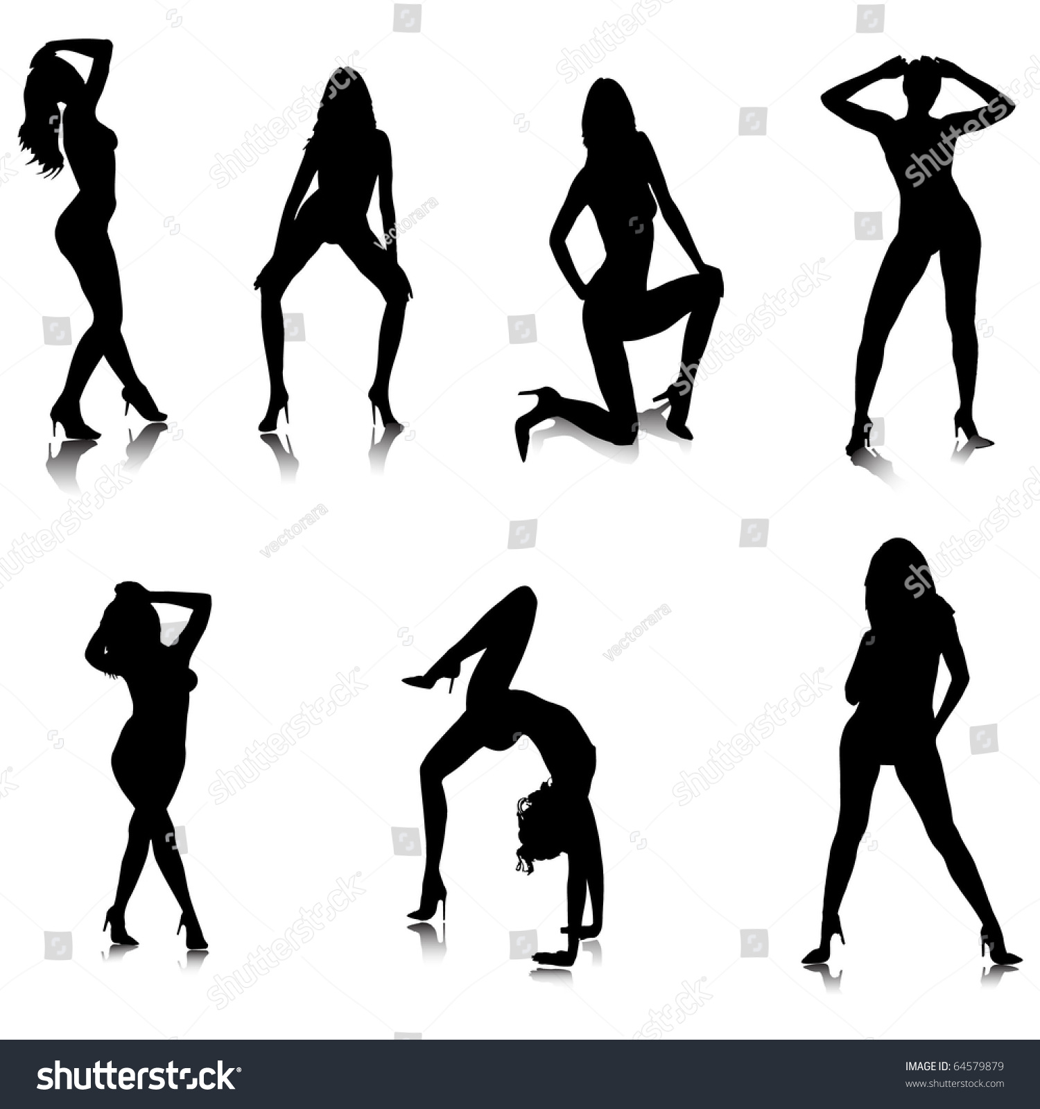 Female Stripper Silhouettesvector เวกเตอร์สต็อก ปลอดค่าลิขสิทธิ์ 64579879 Shutterstock