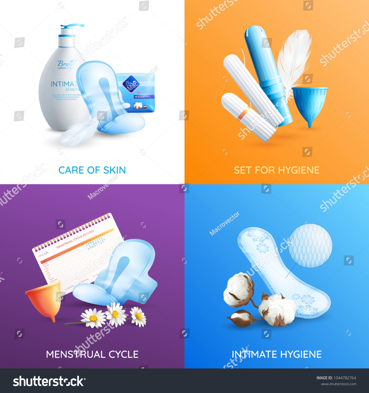 Feminine Hygiene Realistic Concept Icons Set Stock Vector Royalty Free 1044782764 4292