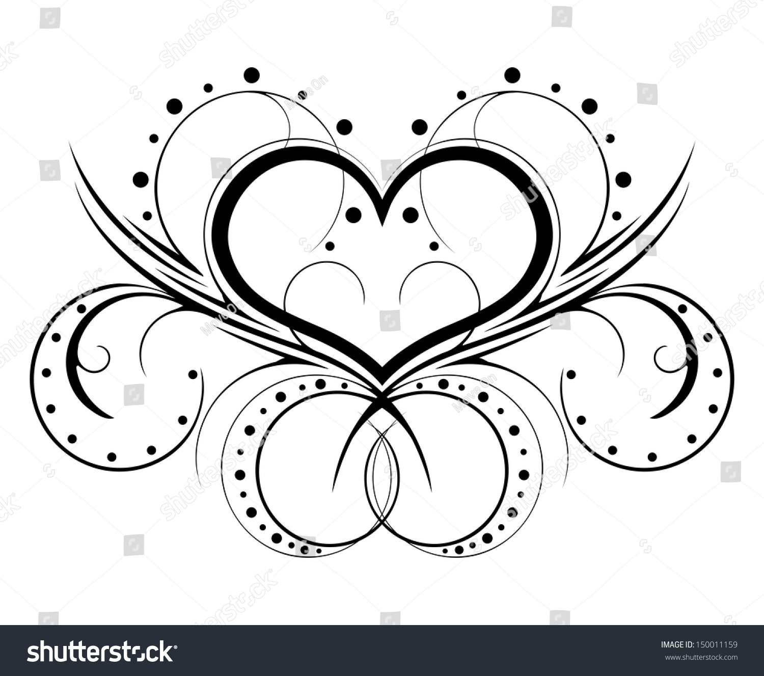 Feminine Tattoo In A Pattern On A White Background Stock Vector ...