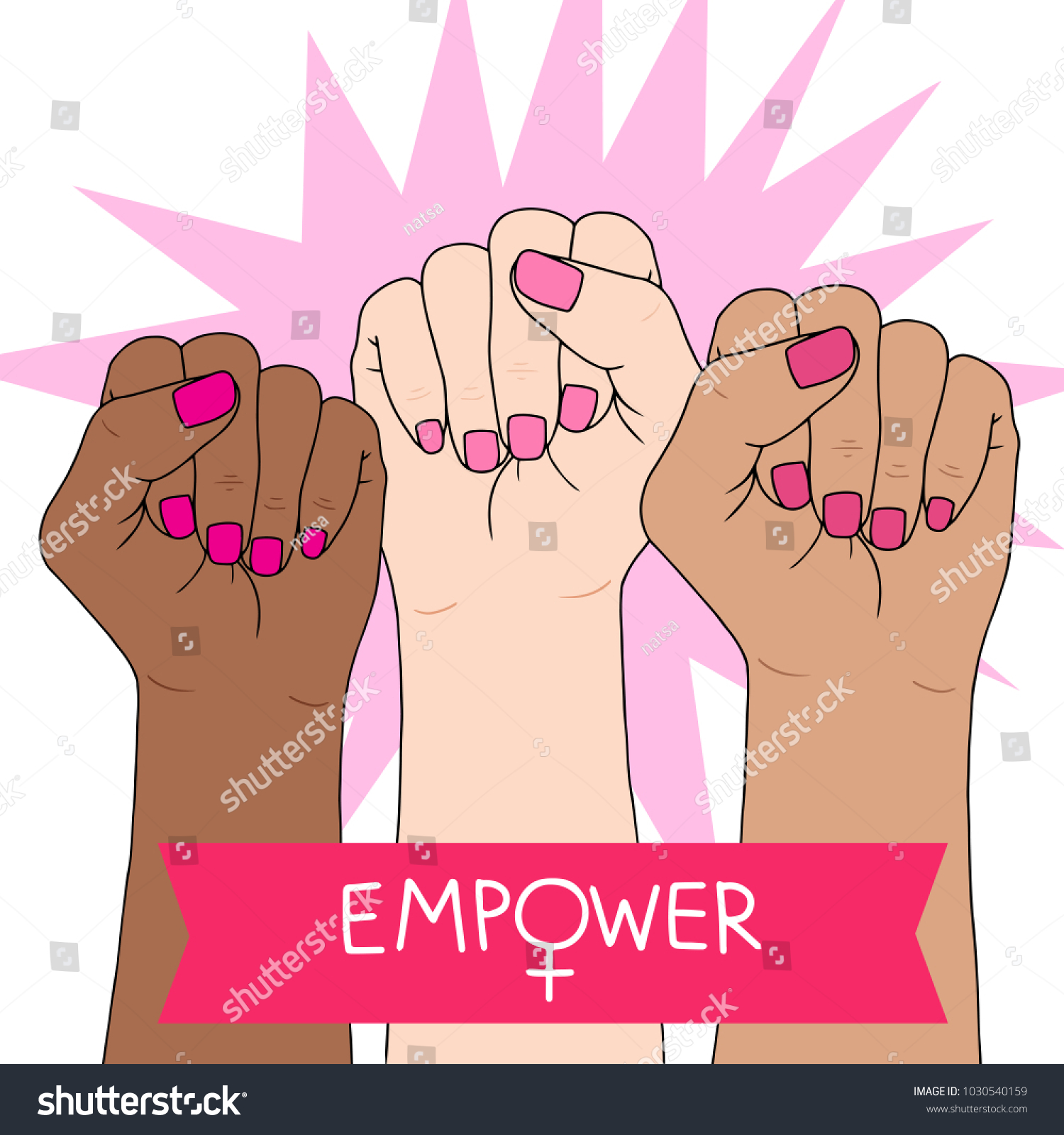 Feminism Symbol Fighting Fist Woman Lovely Stock Vector Royalty Free 1030540159