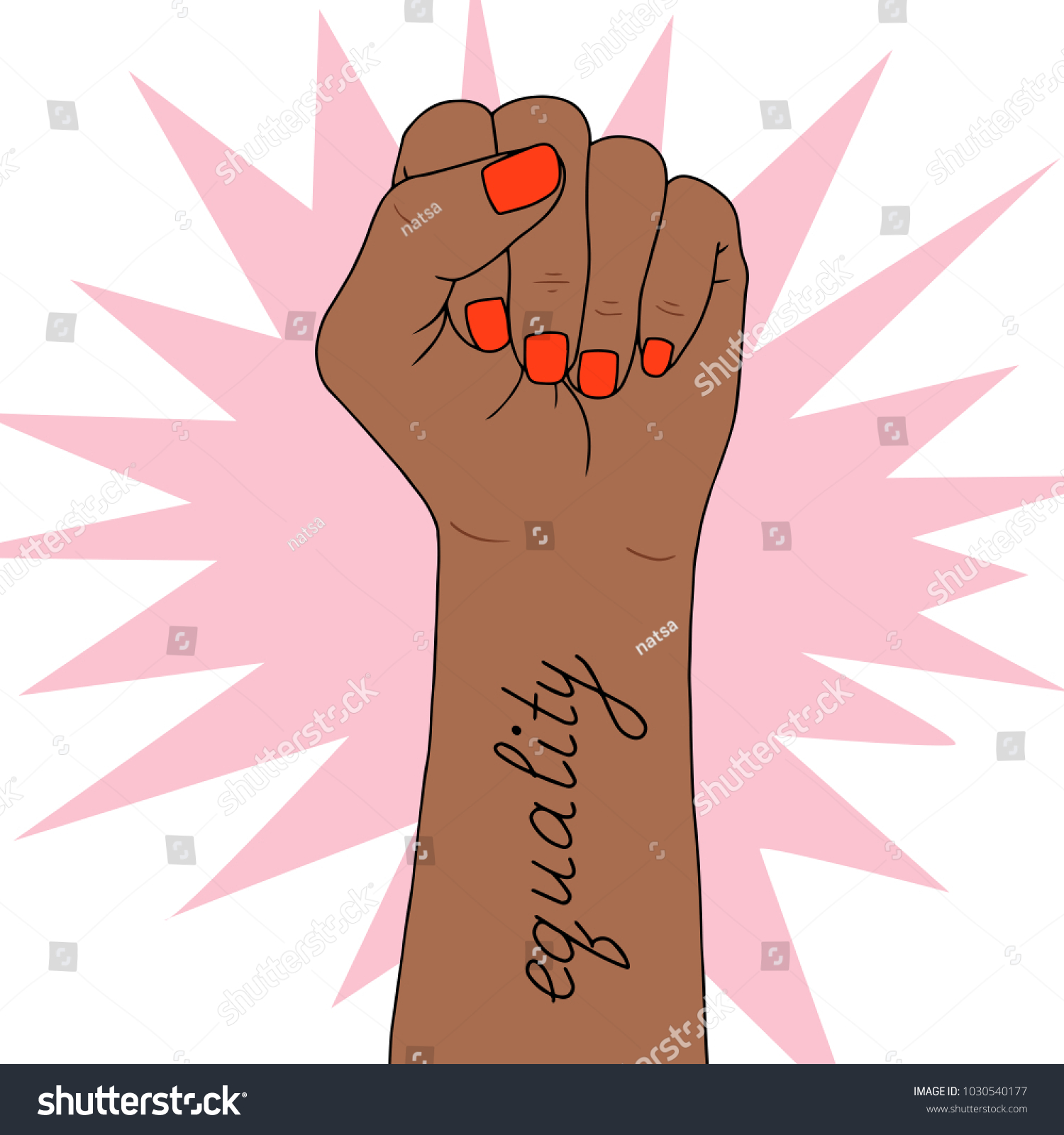 Feminism Symbol Fighting Fist Woman Lovely Stock Vector Royalty Free 1030540177 Shutterstock