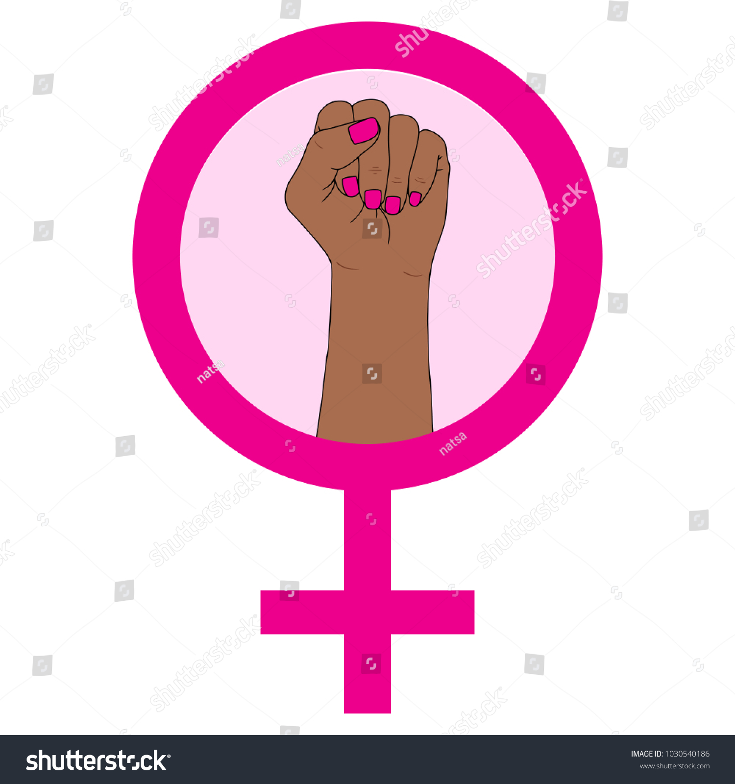 Feminism Symbol Fighting Fist Woman Lovely Stock Vector Royalty Free 1030540186