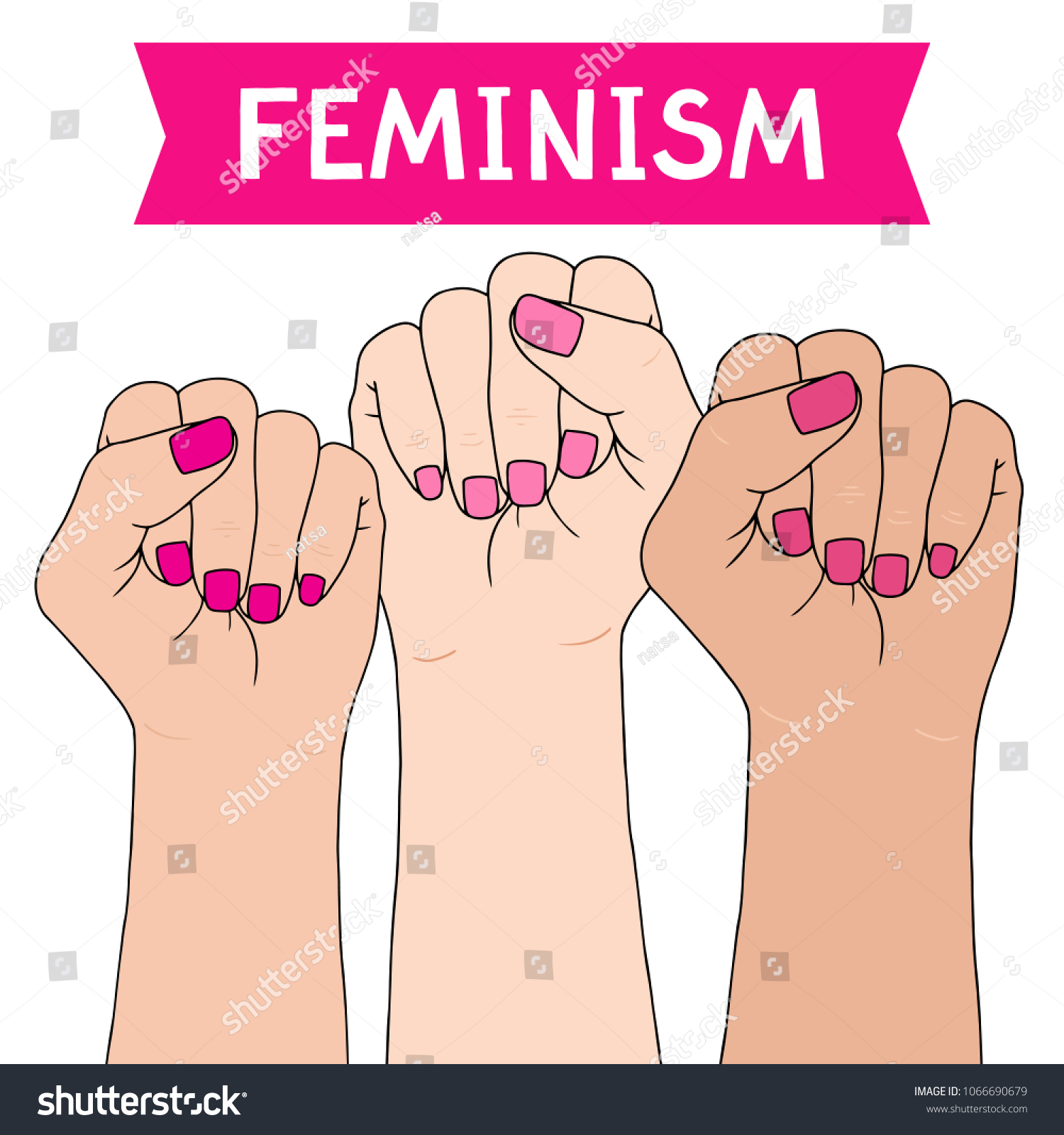 Feminism Symbol Fighting Fist Woman Lovely Vector De Stock Libre De Regalías 1066690679 3690