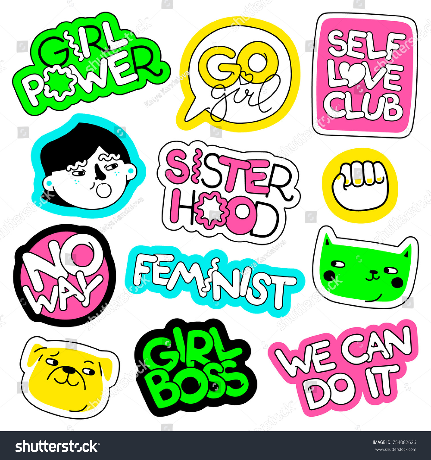 Feminism Vector Patch Set Design Posters Vector De Stock Libre De