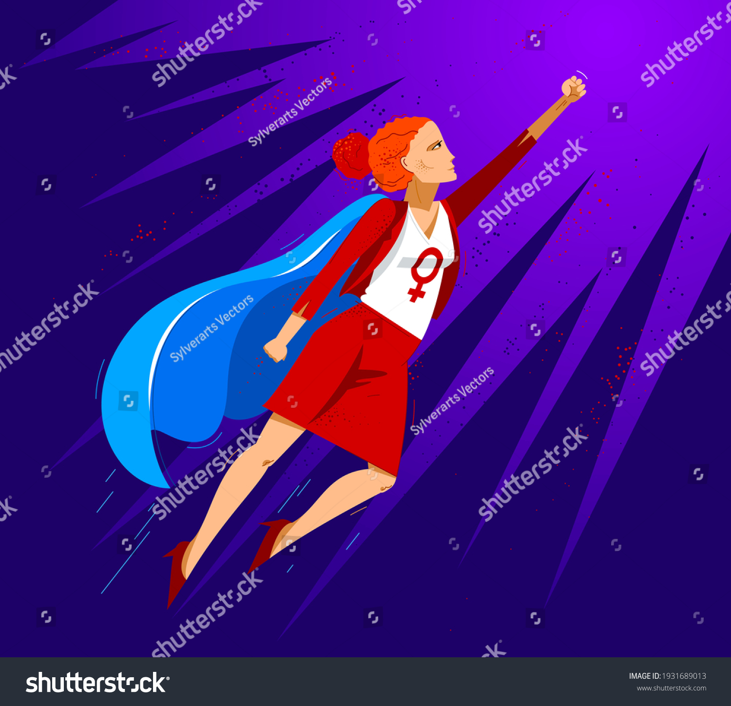 Feminist Woman Superhero Vector Illustration Social Stock Vector ...