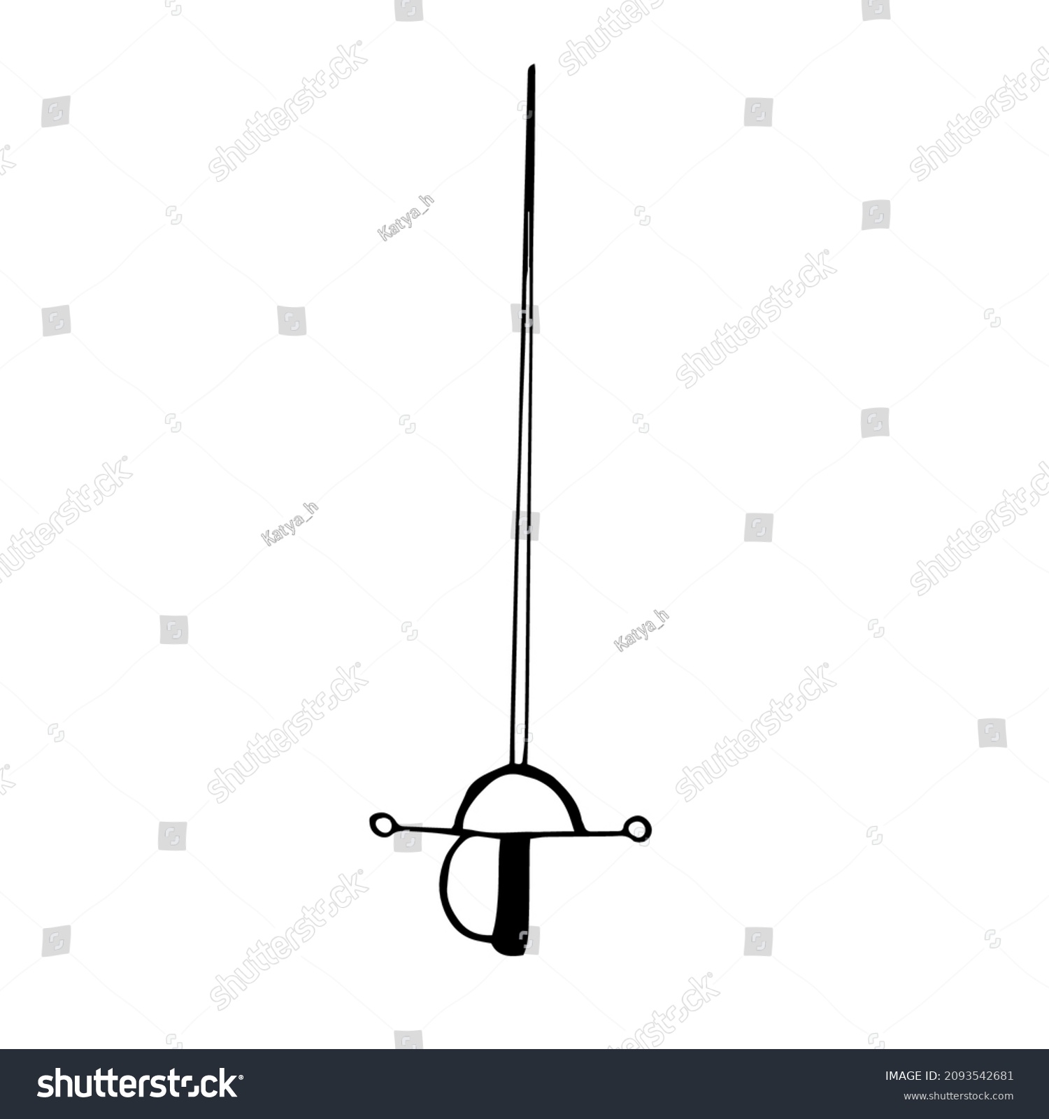 Fencing Rapier Vector Illustration Hand Drawing Stock Vector (Royalty