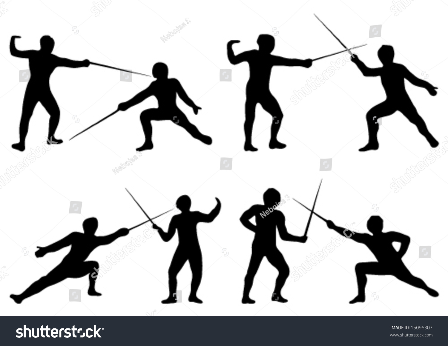 Fencing Sport Vector Silhouette Stock Vector 15096307 - Shutterstock