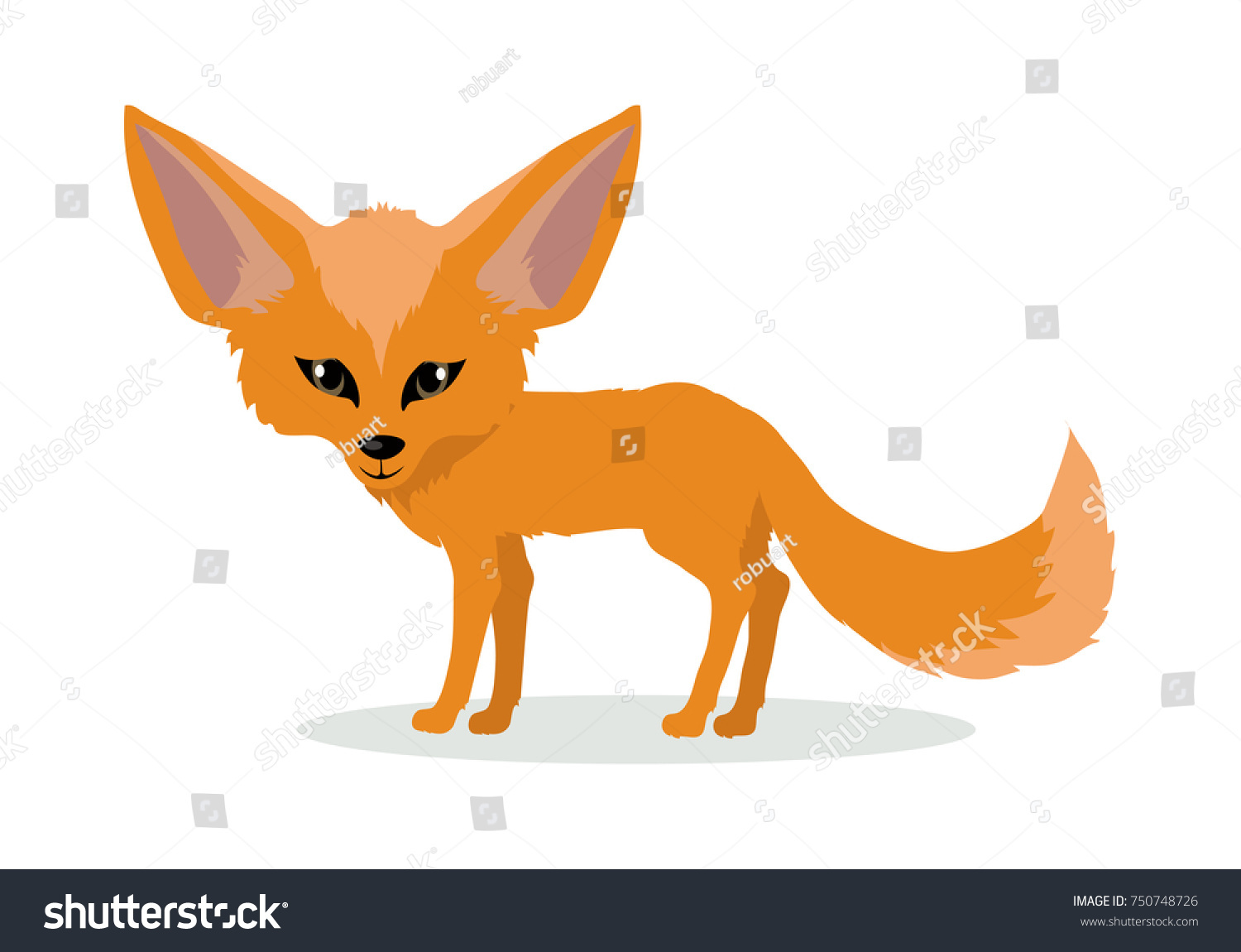 Fennec Fox Cartoon Character Cute Red : image vectorielle de stock