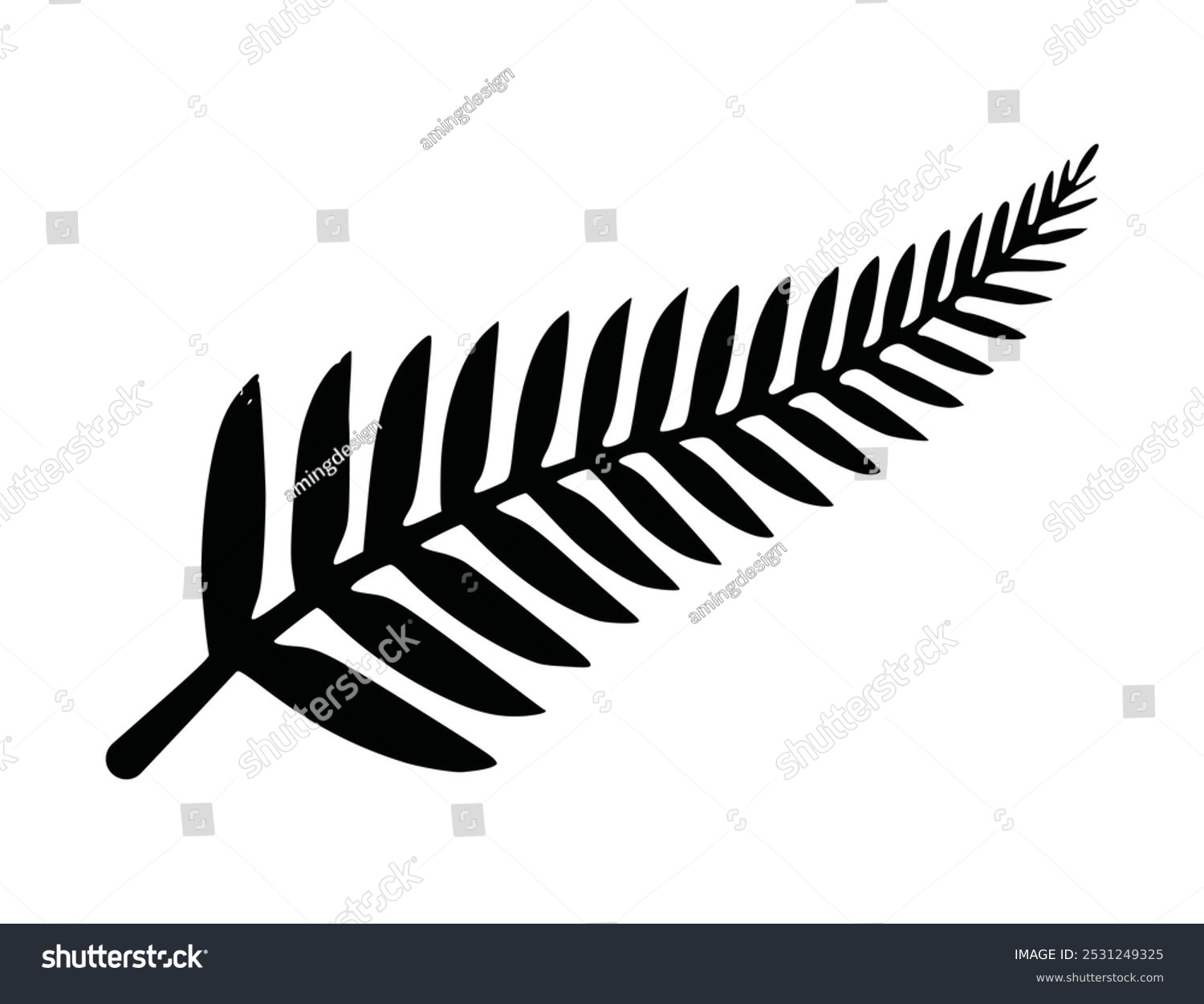 black fern leaf on white background clip art preview