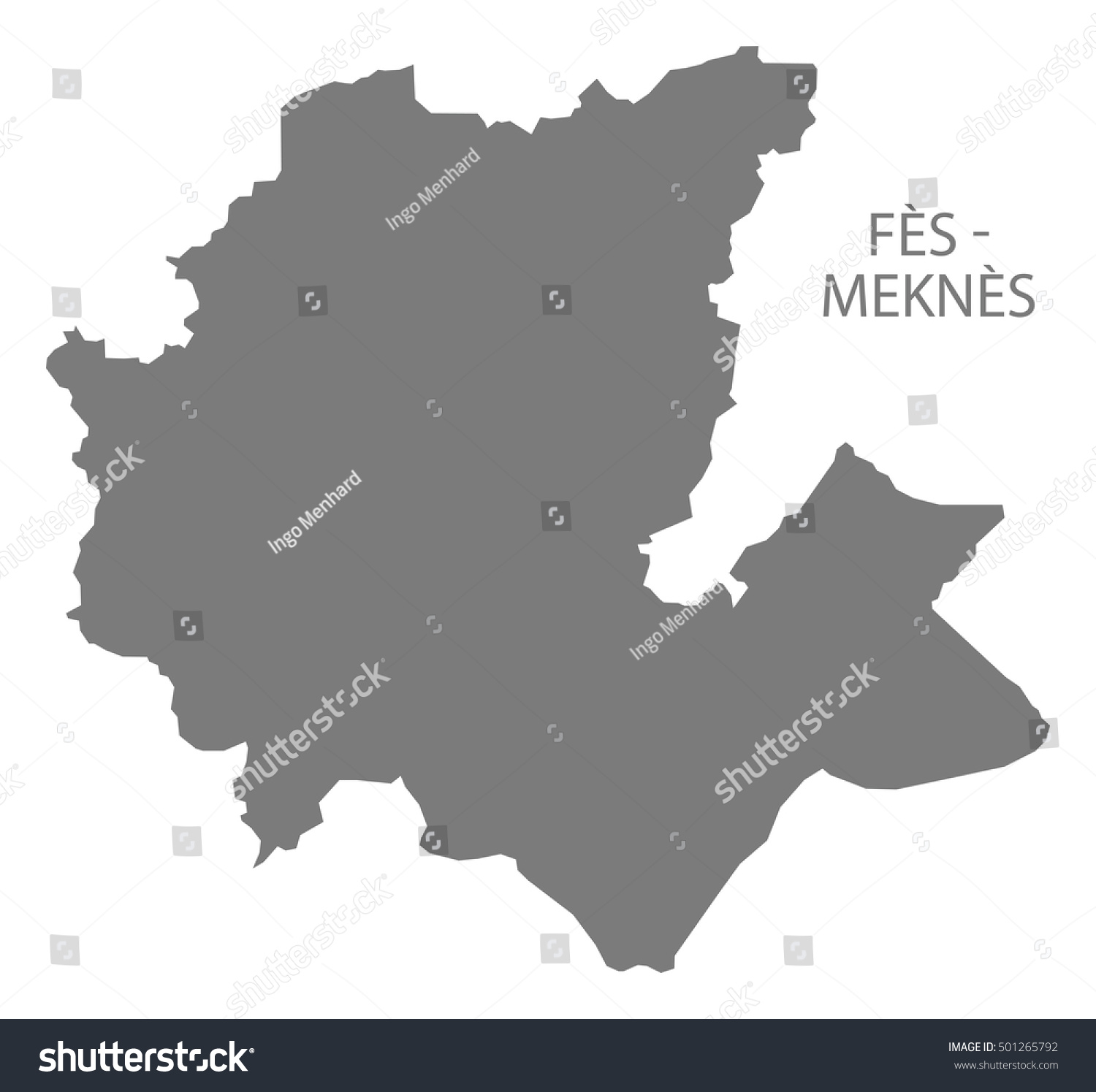 Fes - Meknes Morocco Map Grey Stock Vector Illustration 501265792