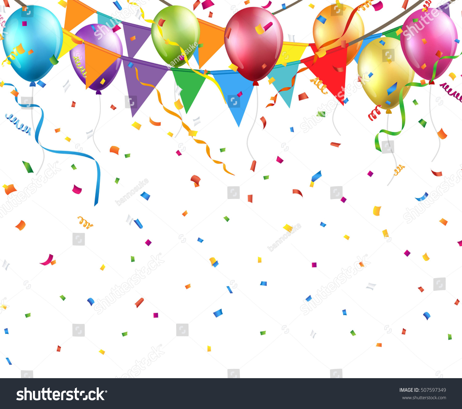 Festive Background Colorful Balloons Flags Vector Stock Vector (Royalty ...