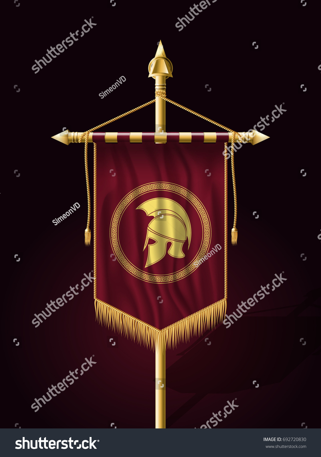 Festive Banner Vertical Flag Helmet Warrior Stock Vector (Royalty Free ...