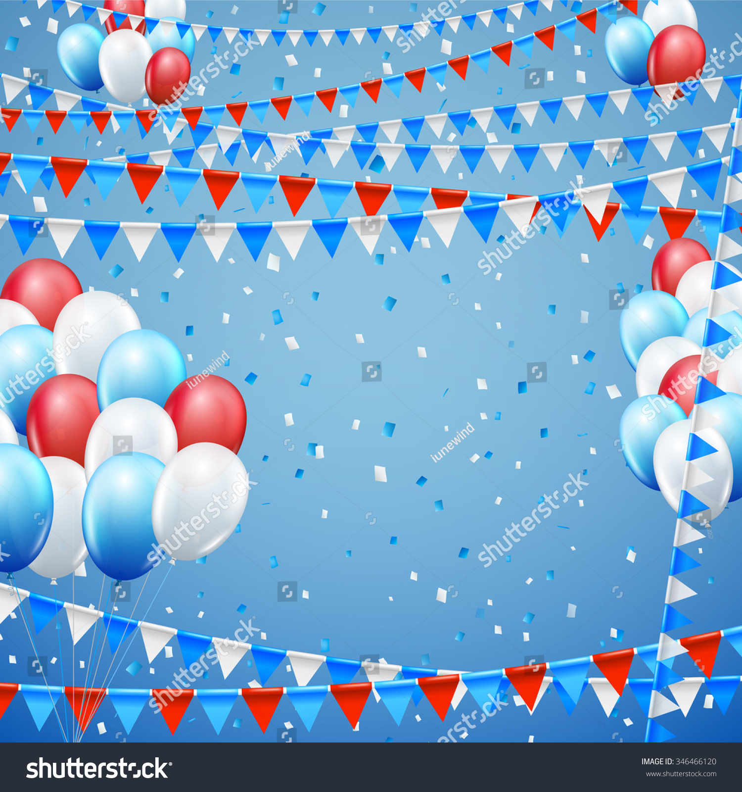 Festive Blue Red And White Colored Flags And Baloon Banner Template ...